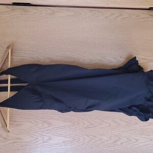 Love Your Assets By Sara Blakely Spanx One Piece Halter Swimsuit Dress SZ L BLK